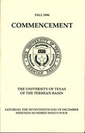 Fall 1994 Commencement - The University of Texas of the Permian Basin
