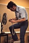 Student Setting Up Projector