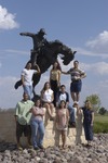 Students by the Cowboy Statue