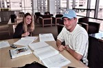 Students studying at new library